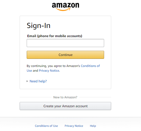 Sign in to Amazon