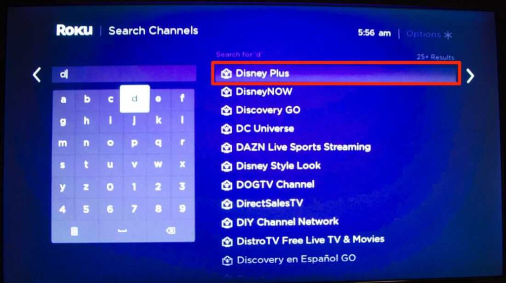 Search for Disney Plus