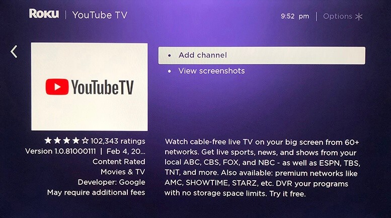 Select Add Channel to Watch HBO Max on Roku