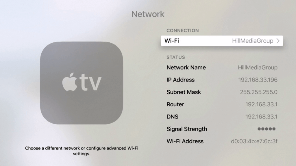 Connect Apple TV to WiFi