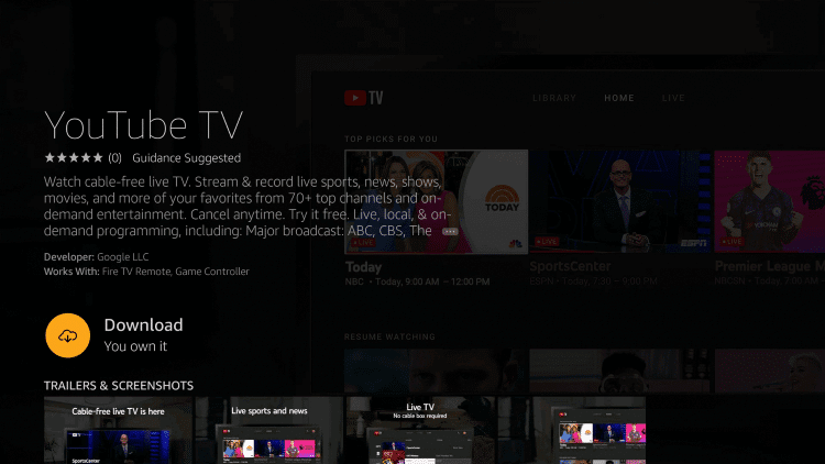Download YouTube TV