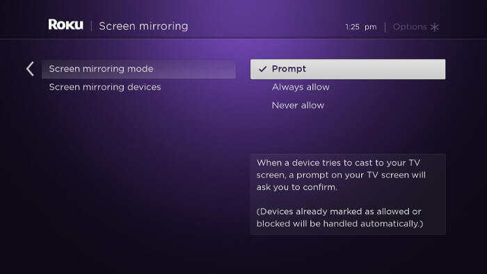 Screen Mirroring Mode