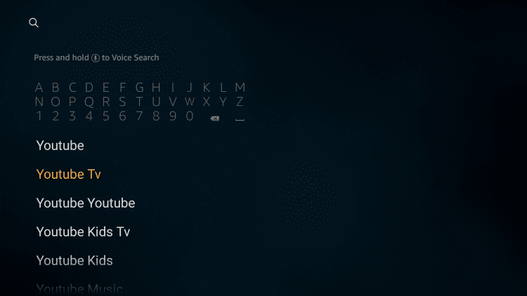 Search YouTube TV