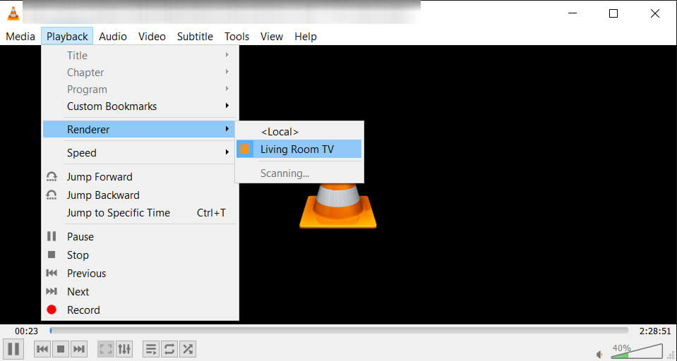 Select Renderer to Chromecast VLC Media Player