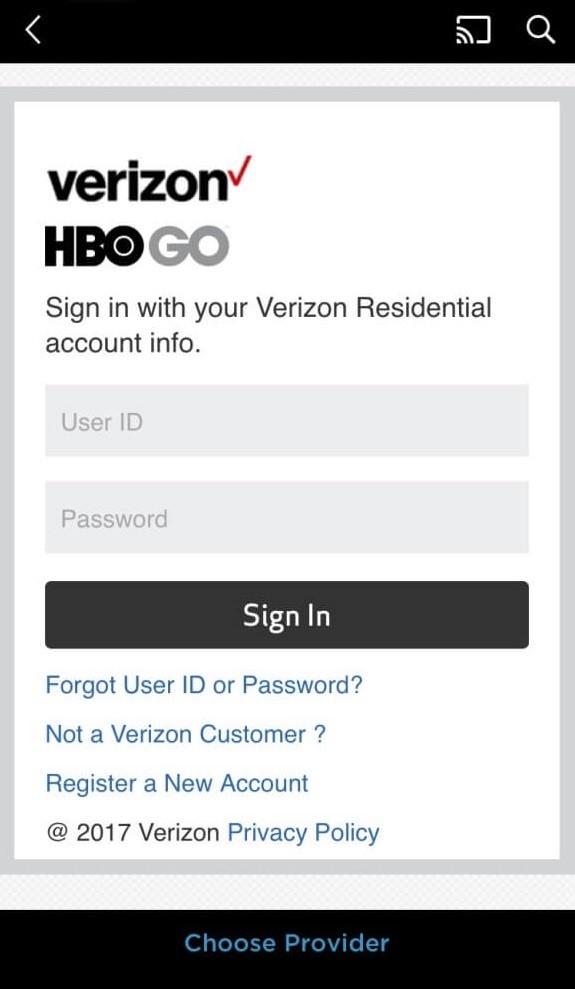 Sign in with TV Provider