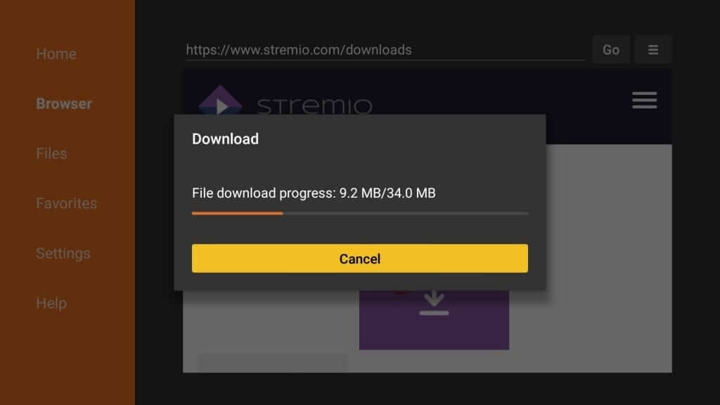 Download Progress - Stremio on Firestick