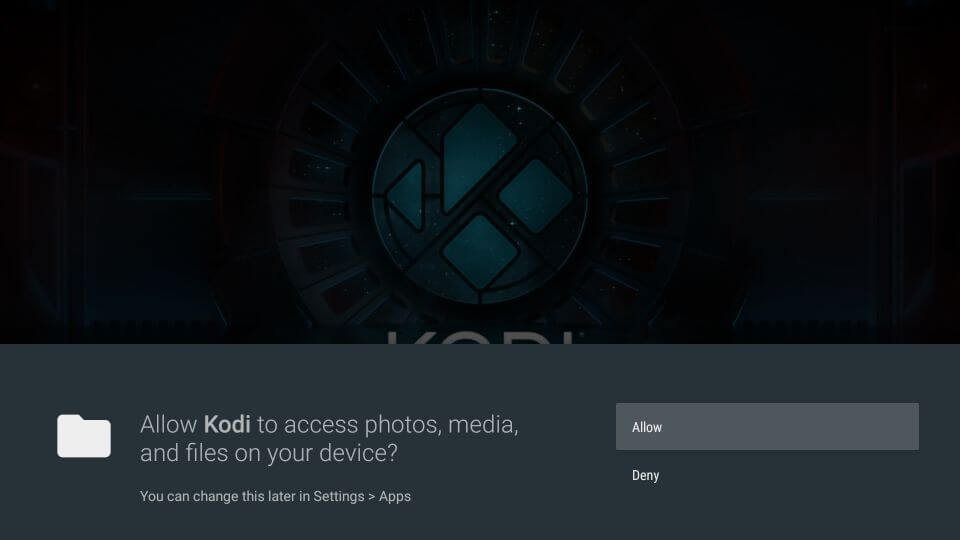 Click Allow - Kodi on Nvidia Shield