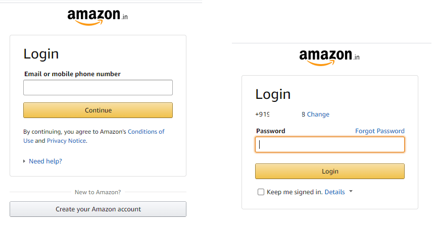 Amazon Log in