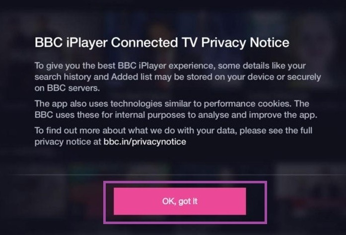 BBC iPlayer connected to Firestick