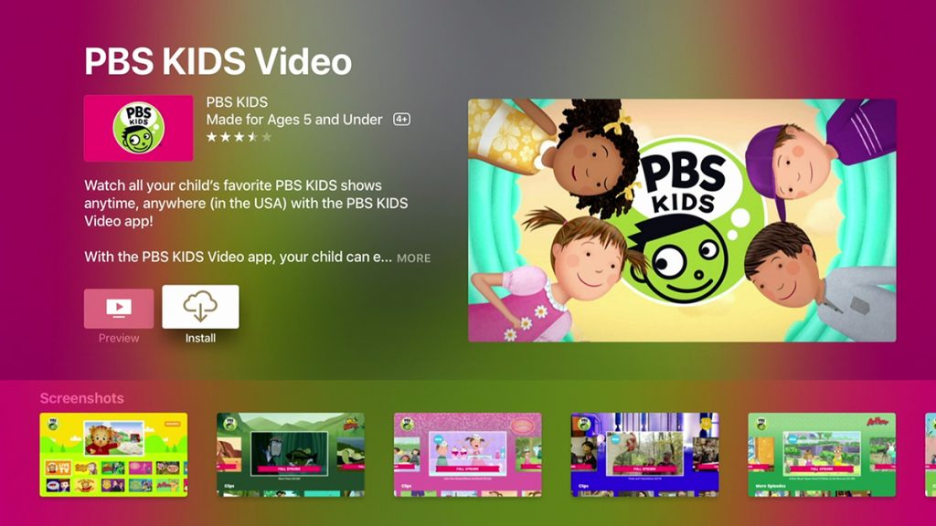 Install PBS Kids on Apple TV