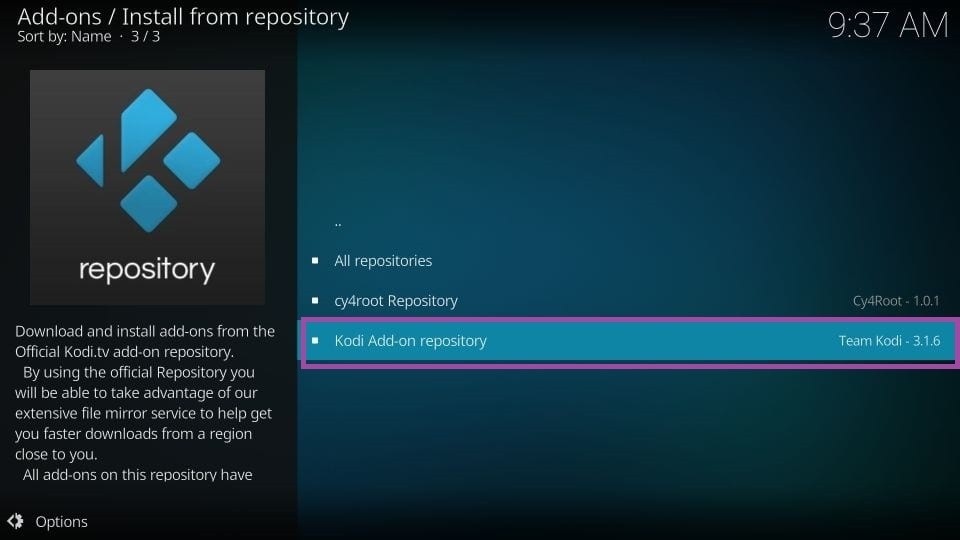Kodi Add on repository