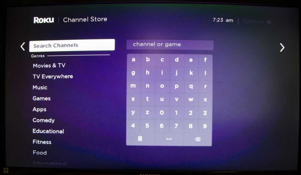 Search in Roku