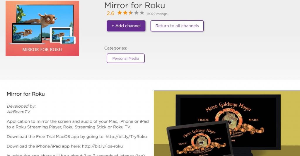 Mirror for Roku