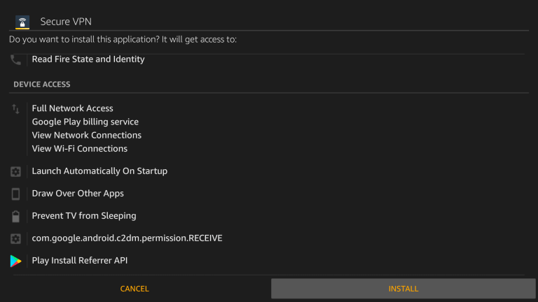 Install button to get Norton VPN on Firestick