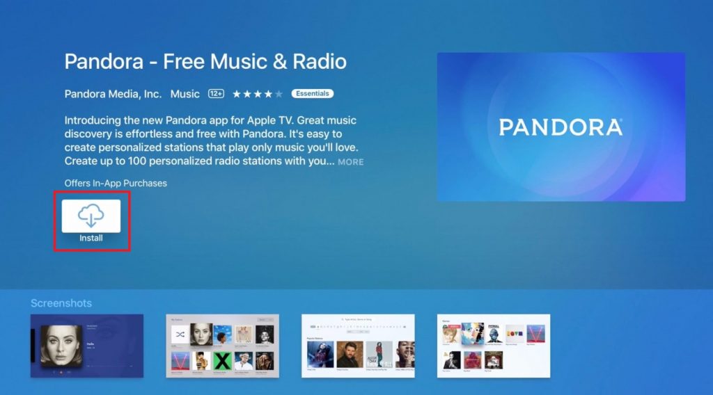 Install Pandora on Apple TV