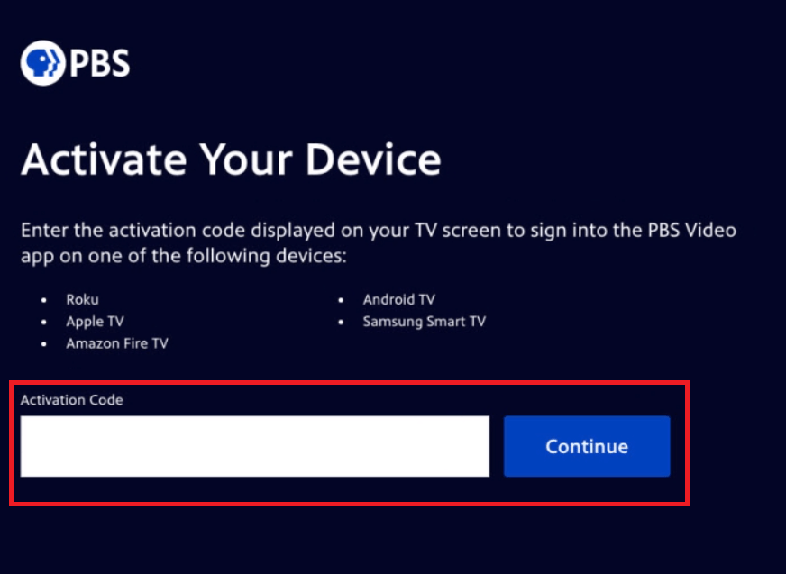 Activate PBS for Apple TV
