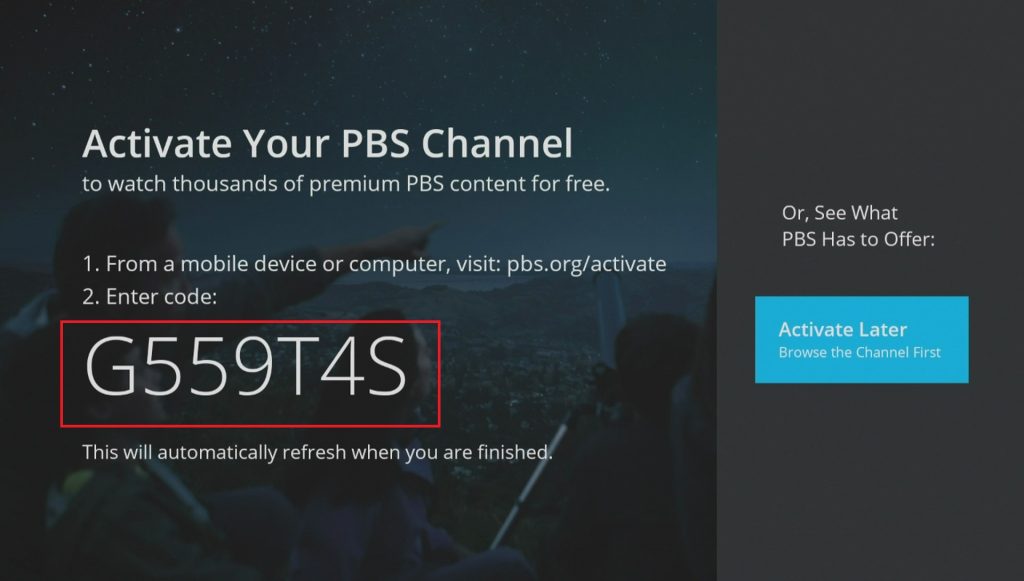 PBS Activation Code