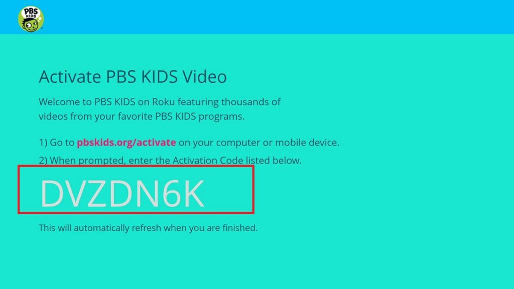 PBS Kids on Roku Activation code