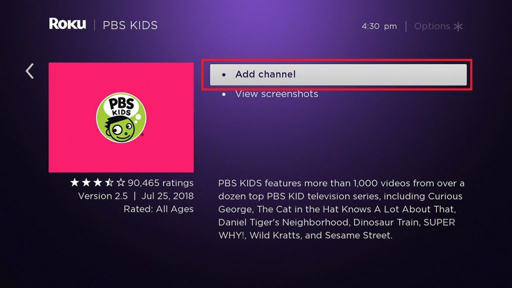 PBS Kids on Roku -Add Channel