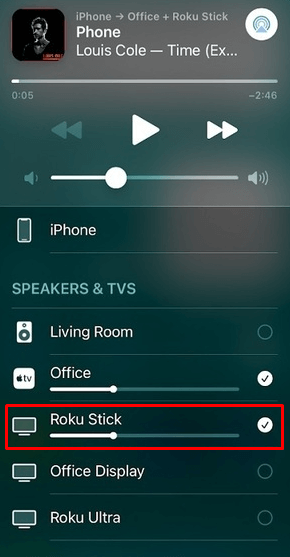 Select the Roku device - Dish Anywhere on Roku