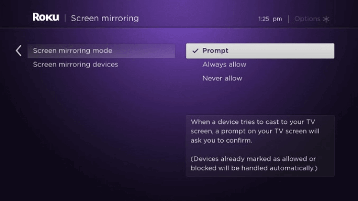 Click Prompt in Screen Mirroring