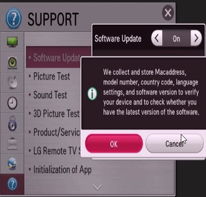 Select Ok - Update LG Smart TV