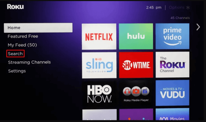 Tap on Search to access SoundCloud on Roku