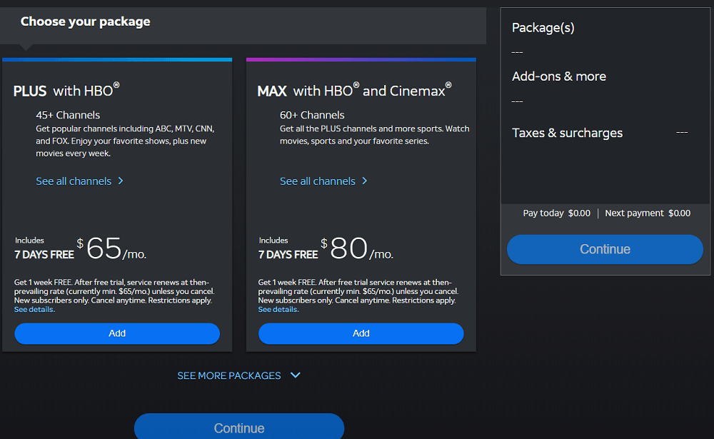choose the payment and click add- AT&T TV On Firestick