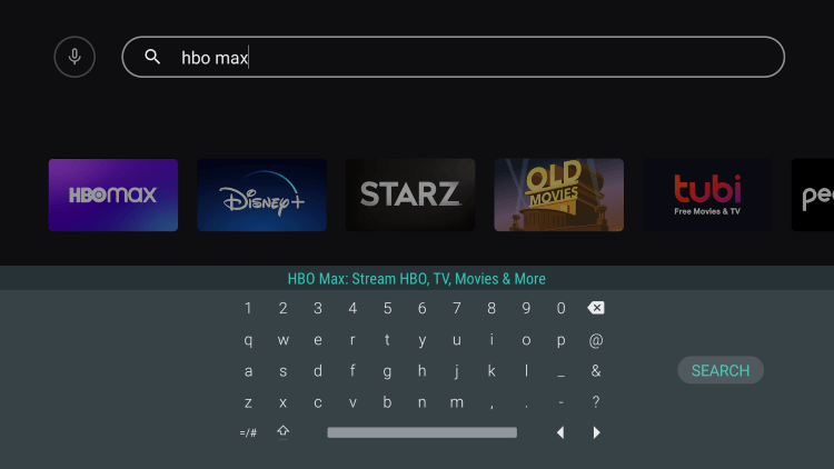 enter hbo max on search option.