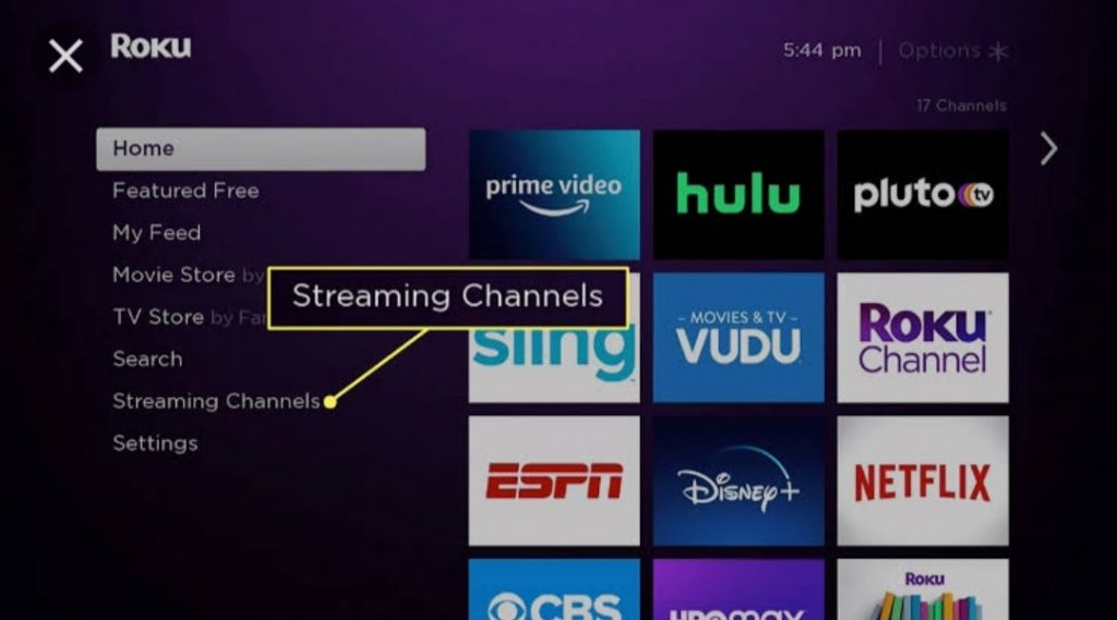select streaming channels- Peacock Tv on Roku