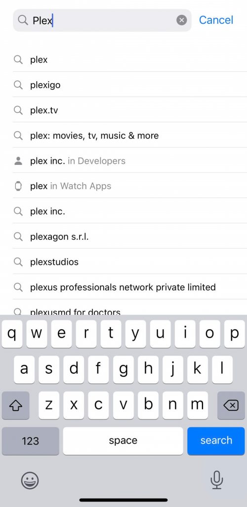 Search for Plex