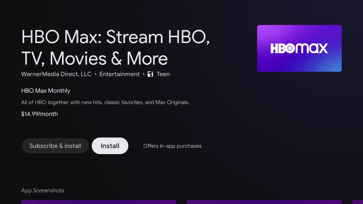 HBO max on tcl smart tv- click install