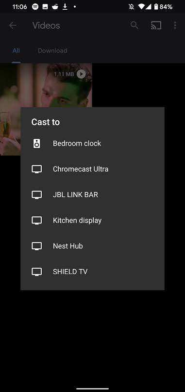 Chromecast Dailymotion- choose the device