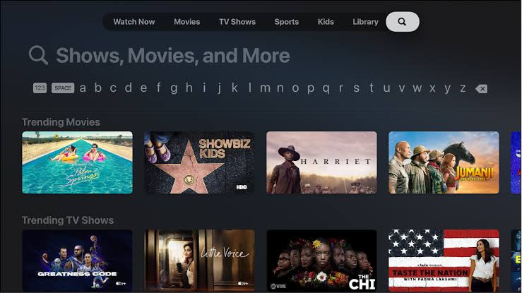 Dailymotion on Apple TV- click search