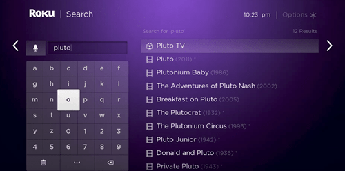Type Pluto TV in the search bar