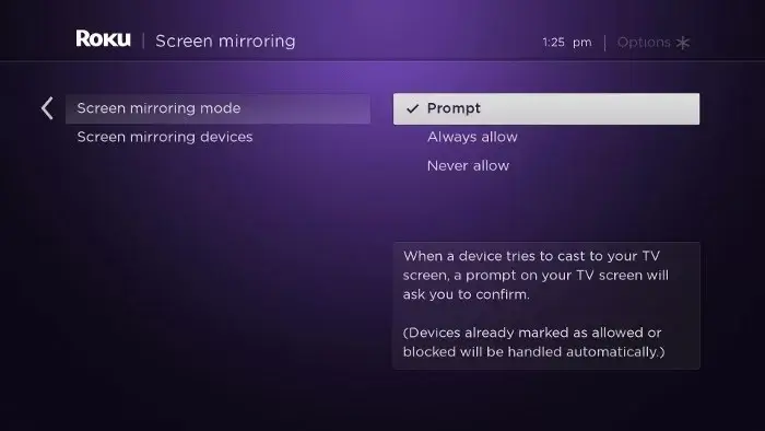 Screen Mirroring - Prompt