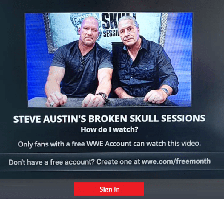 Sign in to WWE Network 