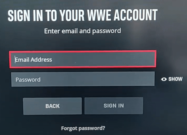Sign in to WWE Network 