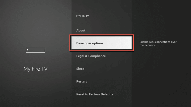 Select Developer options to install Fios TV on Firestick 
