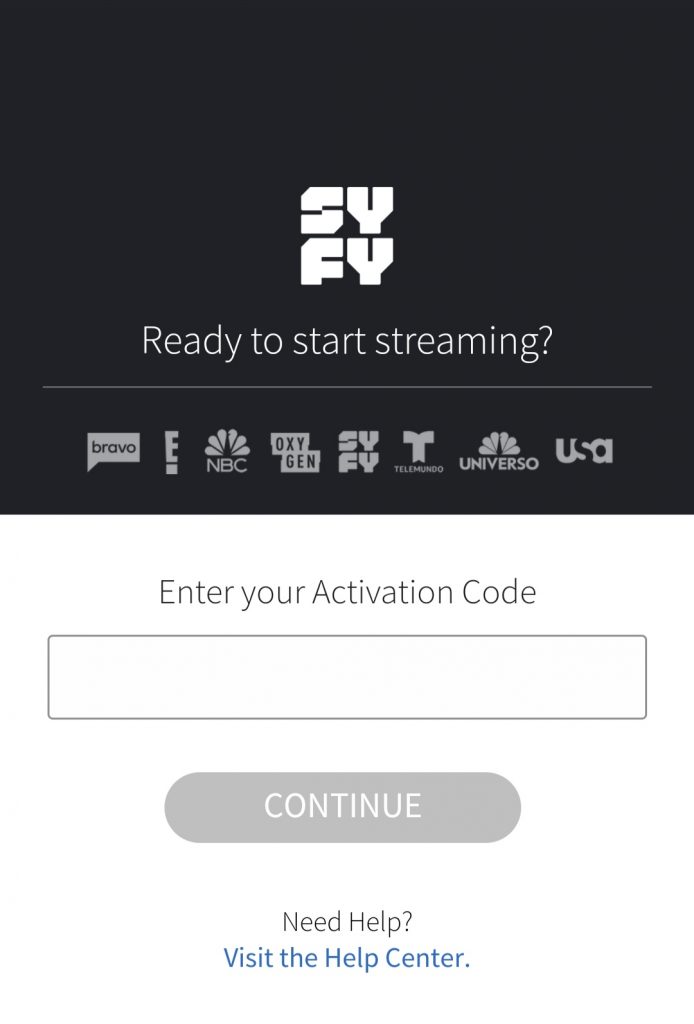 Enter activation code