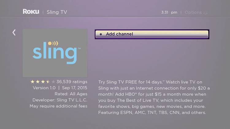 Sling TV on JVC Smart TV- add channels