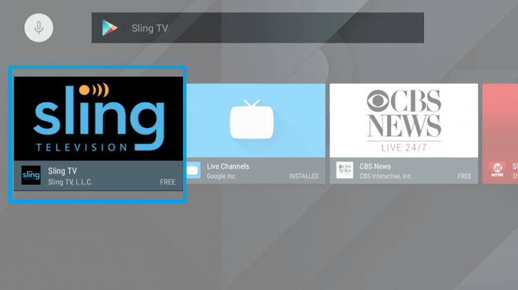 Sling TV on JVC Smart TV - Choose Sling TV app