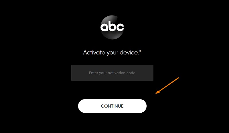 ABC on Firestick- enter the activation code.