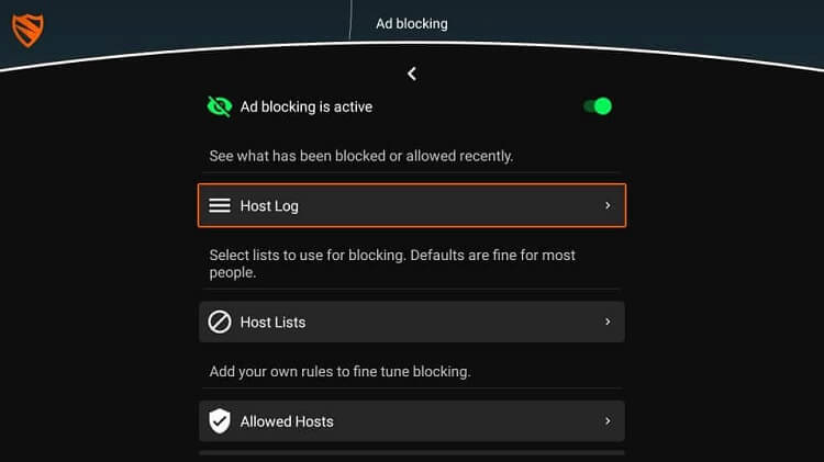 select host log - Ad Blocker for Firestick