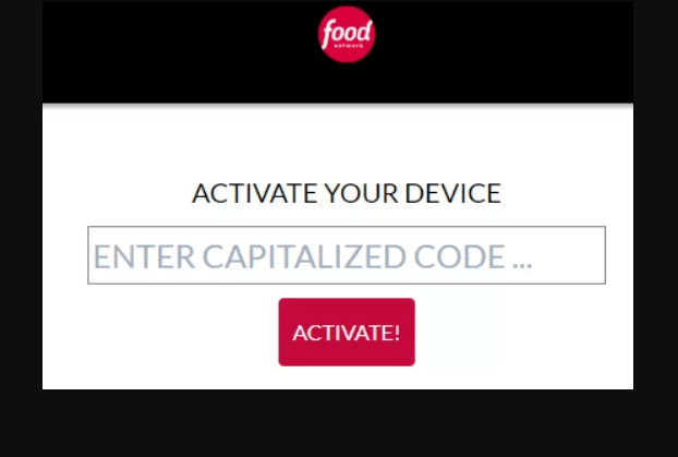 enter the activation code to activate food network on Roku