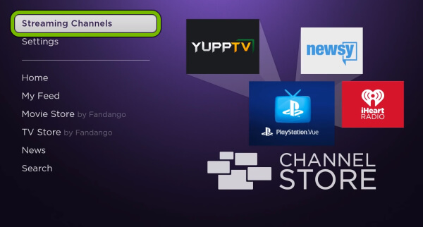 click on Streaming Channels to watch old movies on Roku