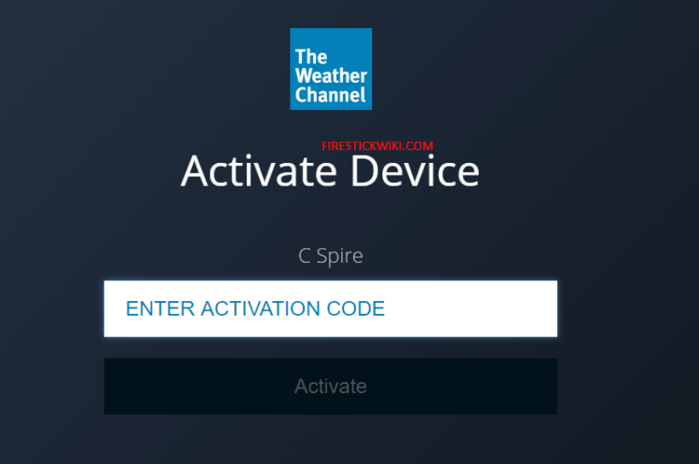 Enter the activation code to activate The Weather Channel