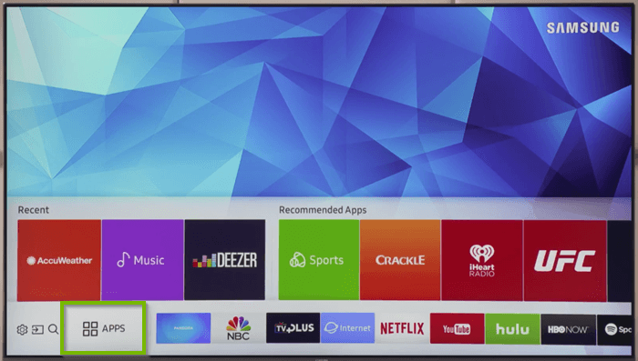 Samsung Smart TV home screen
