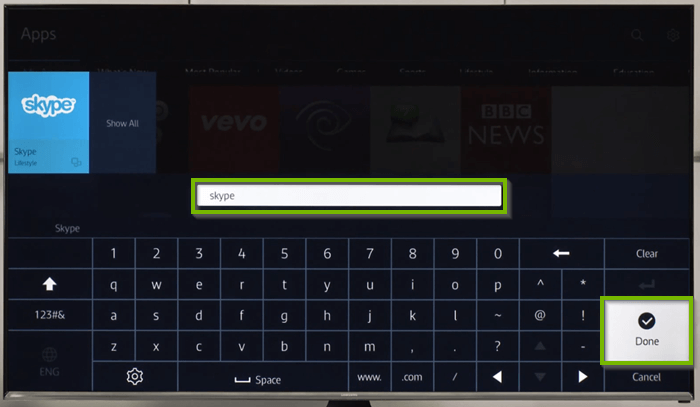 Samsung Smart TV Search Screen 