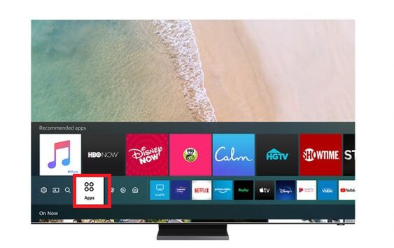 click on apps to play apple music on samsung smart tv